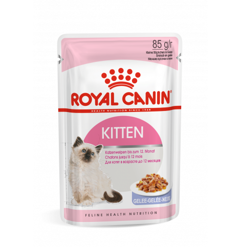 Royal Canin Kitten (в желе) Консервированный корм для котят в период второй фазы роста в возрасте до 12 месяцев (мелкие кусочки в желе), 85г