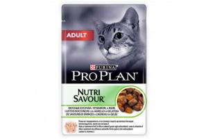 PRO PLAN NUTRISAVOUR ADULT Консервированный корм для взрослых кошек, с ягненком в желе, 85г