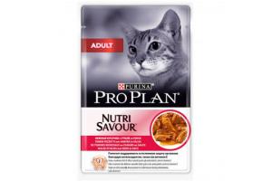 PRO PLAN NUTRISAVOUR Adult Консервированный корм для взрослых кошек, с уткой в соусе, 85г