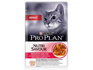 PRO PLAN NUTRISAVOUR Adult Консервированный корм для взрослых кошек, с уткой в соусе, 85г