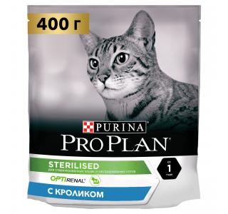 PRO PLAN STERILISED  Сухой корм для стерилизованных кошек и кастрированных котов, с кроликом, 400г