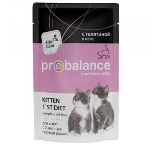 ProBalance Kitten 1'st Diet для котят с 2-х мес., беременных и кормящих кошек, с телятиной в желе, 85г