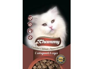 Chammy Консервированный корм для кошек с говядиной в соусе, 85г