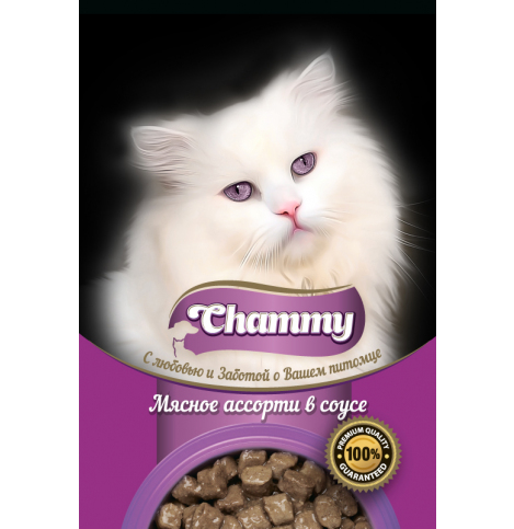 Chammy Консервированный корм для кошек мясное ассорти в соусе, 85г