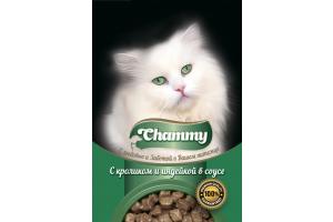 Chammy Консервированный корм для кошек с кроликом и индейкой в соусе, 85г