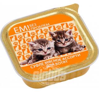 Ем Без Проблем Корм для котят Мясное суфле  ассорти, 100 г
