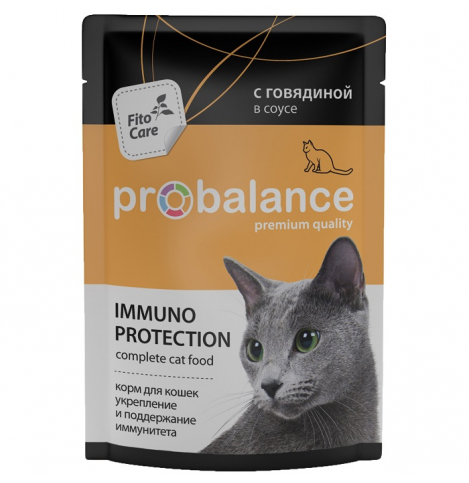 ProBalance Immuno для взрослых кошек всех пород, иммуноукрепляющий с говядиной в соусе,  85 г