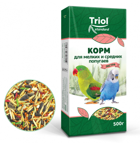 TRIOL Корм Standard для мелких и средних попугаев "Экстра", 500г