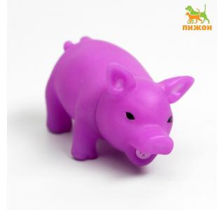 ПИЖОН Игрушка пищащая "Маленький поросенок" для собак, 9 см, фиолетовая