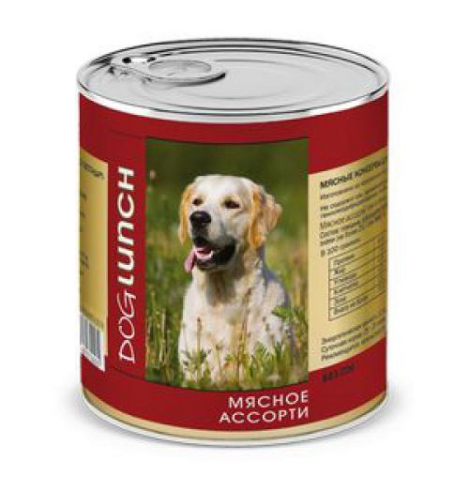 Dog Lunch консервы для собак (Мясное ассорти в желе), 750г