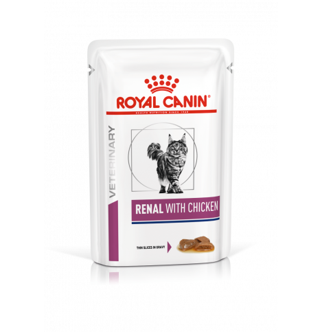 Royal Canin Renal с курицей (в соусе) Консервированный корм для взрослых кошек с курицей для поддержания функции почек при острой или хронической почечной недостаточности, 85г