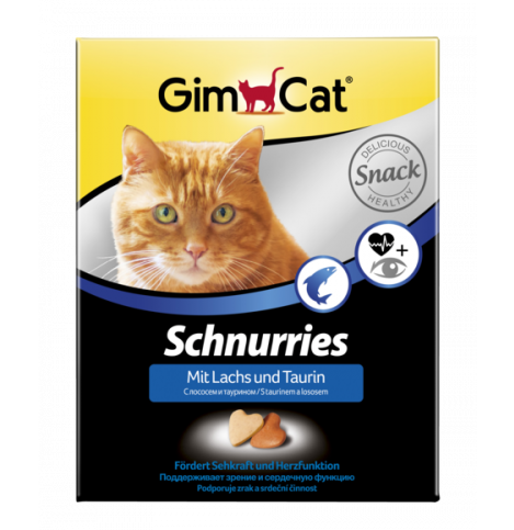 GimCat Schnurries, витамины для кошек, лакомые сердечки с лососем и таурином, 1 шт.