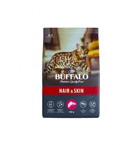 MR. BUFFALO HAIR & SKIN С ЛОСОСЕМ Сухой корм для кошек с чувствительной кожей, 400г