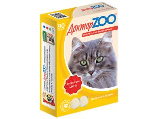 Доктор ZOO, витамины для кошек со вкусом сыра и биотином, уп. 90 табл.