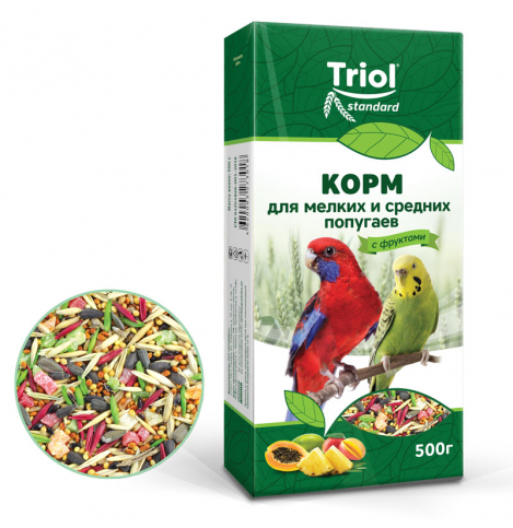 TRIOL Корм Standard для мелких и средних попугаев с фруктами, 500г