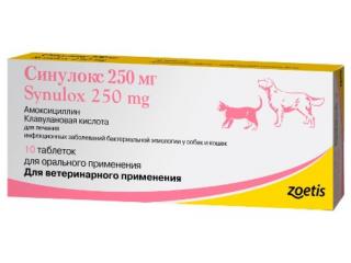 Синулокс, таблетки для применения внутрь. Упаковка 10 таблеток по 250 мг