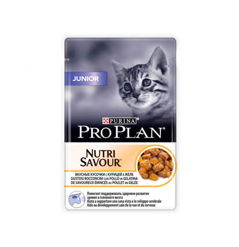 PRO PLAN NUTRISAVOUR JUNIOR Консервированный корм для котят, с курицей в желе, 85г