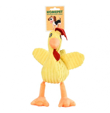 HomePet Игрушка для собак Петух с пищалкой и шуршащим эффектом плюш, 20 х 33 см