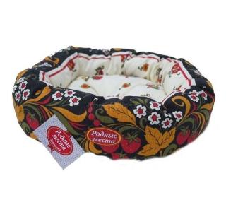 РОДНЫЕ МЕСТА 50x50x15 см Хохлома лежак для животных ватрушка