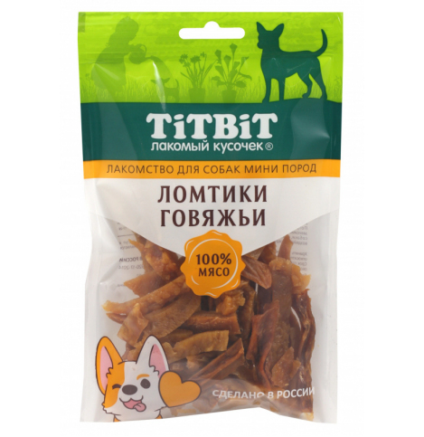 TiTBiT Ломтики говяжьи для собак мини пород 70 г