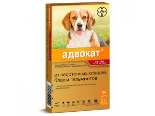 Адвокат 250 Капли для собак от 10 до 25 кг, 1 пипетка